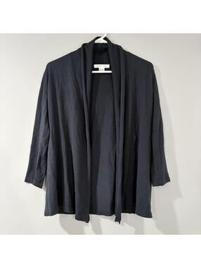 August Silk Women's Open Front Cardigan Sweater Size Small Navy Cotton Blend